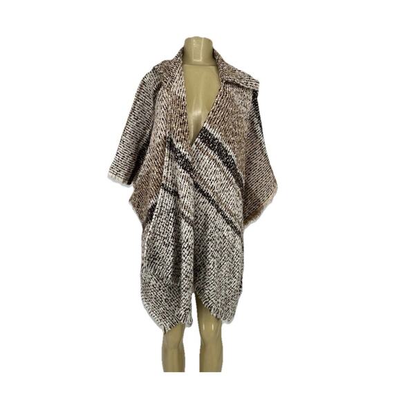 NEW Vince Camuto Women One Size Hooded Open Cardigan Poncho Cape Sweater 5-1k - Picture 1 of 7